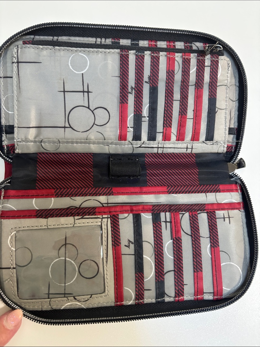 lug Handspring Red and Black Quilted Checkered Zip Wallet - Picture 3 of 8